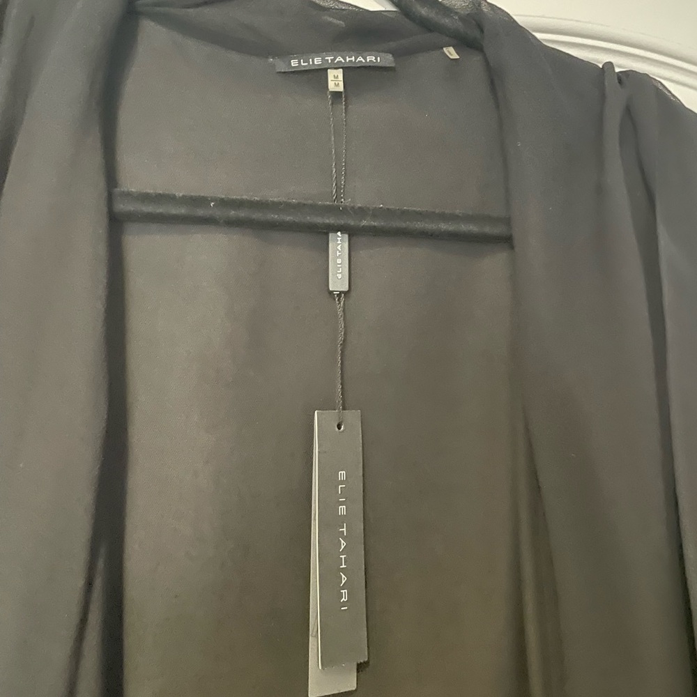 New With Tags Elie Tahari Black Draped Cardigan Jacket - medium - Picture 3 of 7
